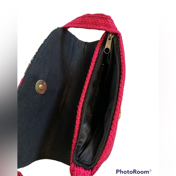 NEW Handmade Beautiful Dark Pink Hand-Made Cross Body Small Purse - Picture 7 of 8